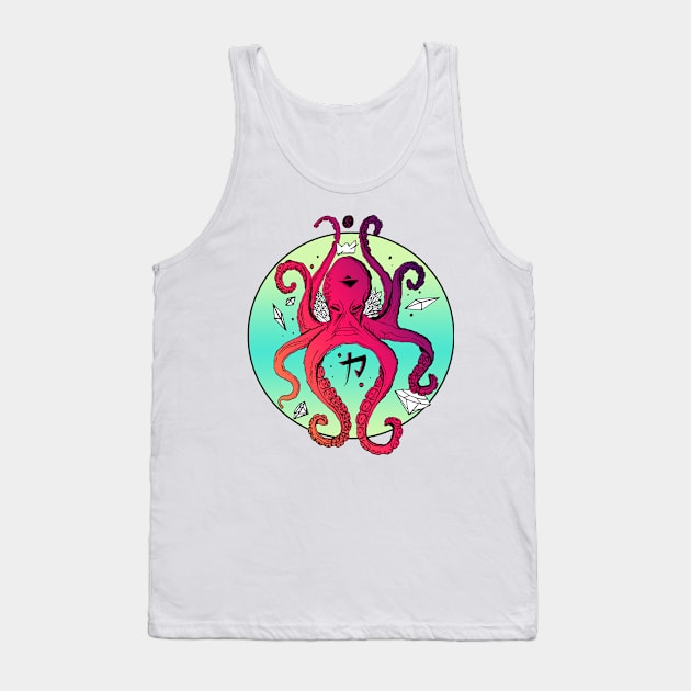 Blue Red Blend Brown Octopus Tank Top by kenallouis